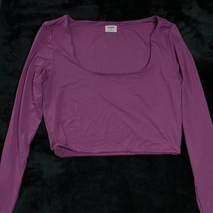 long sleeve purple cropped shirt